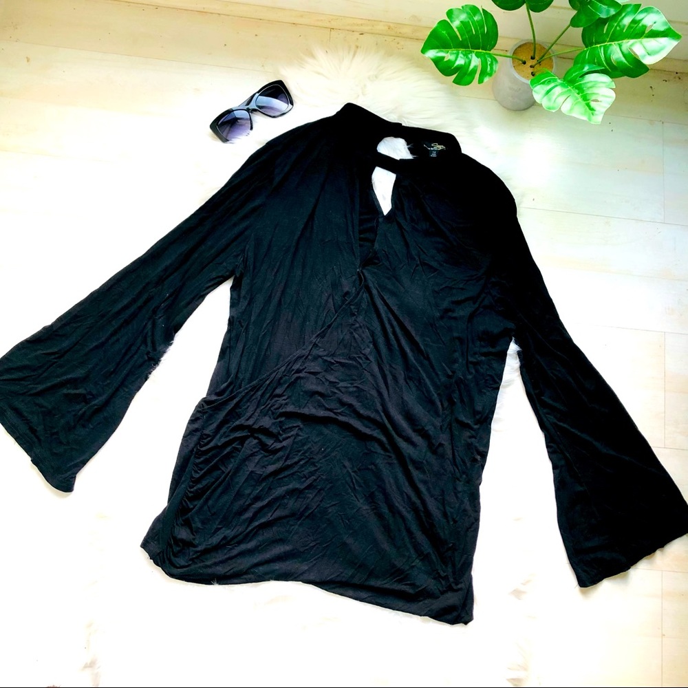 Suzanne Betro Long Bell Sleeve Wrap Top, 1X